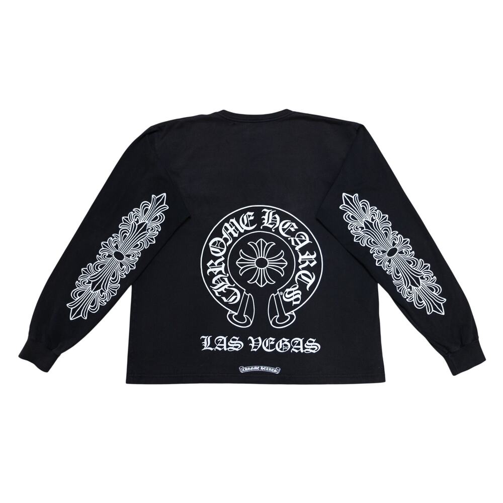 Chrome Hearts Las Vegas Faded Distressed Floral Long Sleeve Horseshoe Tee XL